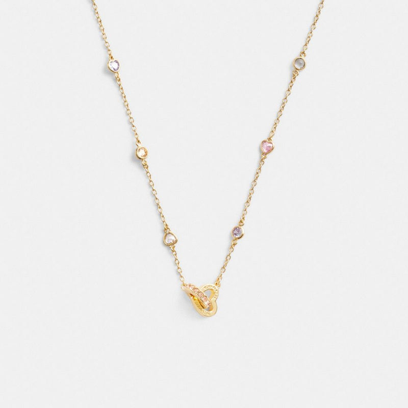 Interlocking Open Circle Heart Pendant Necklace (Gold)