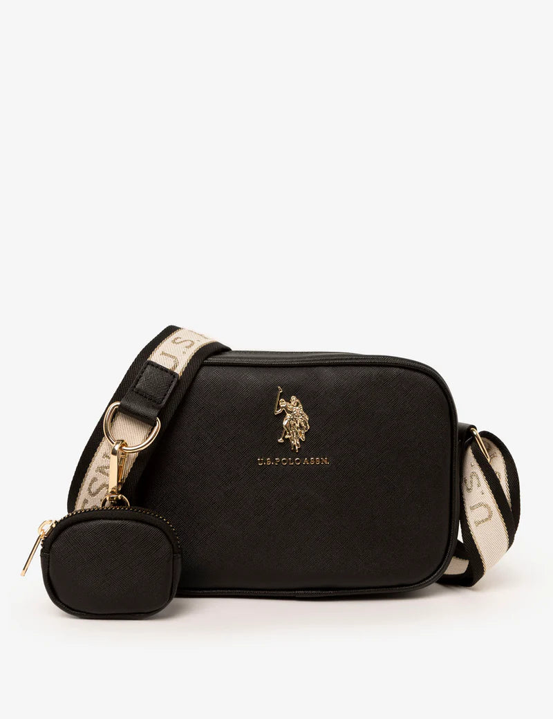 CLASSIC ZIP CROSSBODY BAG WITH POUCH (BLACK & GOLD) em Portugal