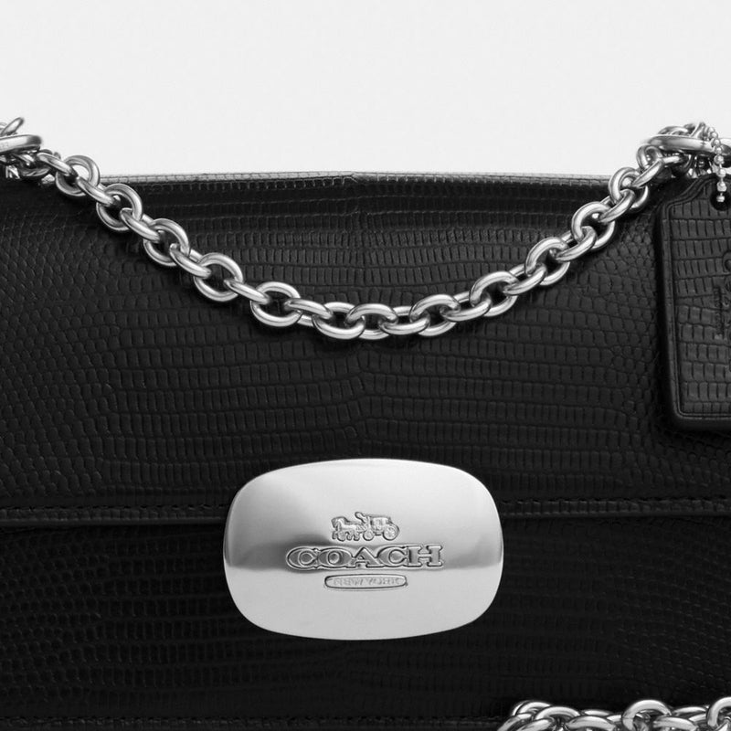 Eliza Flap Crossbody Bag (Silver/Black)