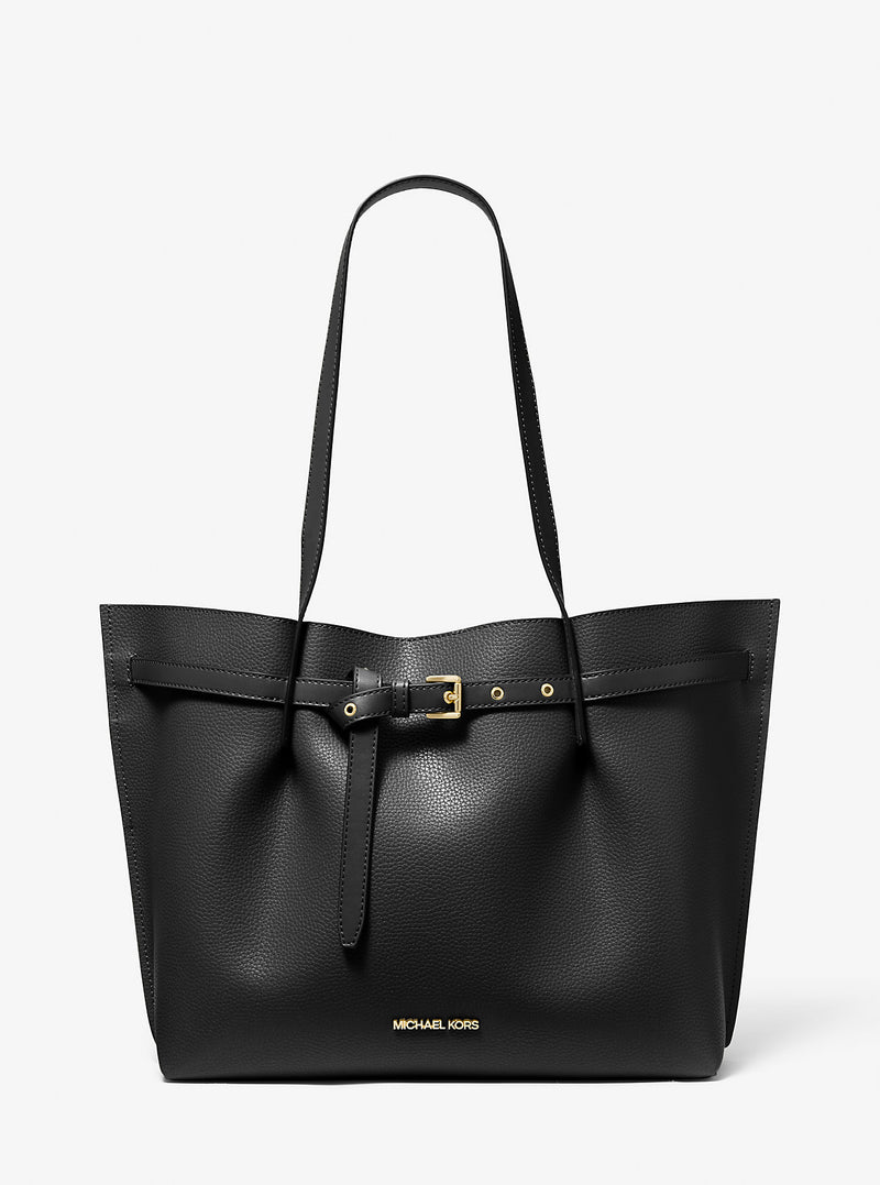 Emilia Large Pebbled Leather Tote Bag (BLACK)