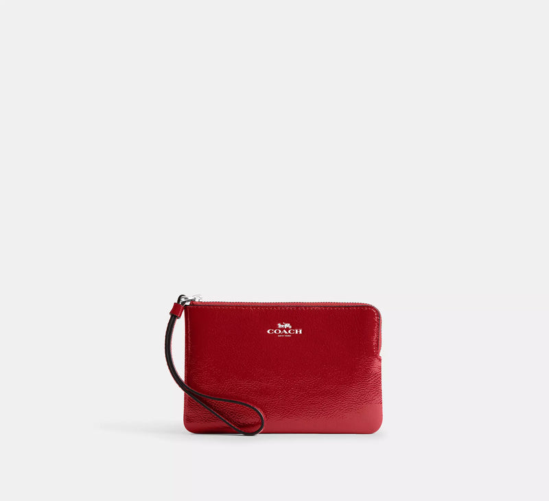 Corner Zip Wristlet (Silver/Red)