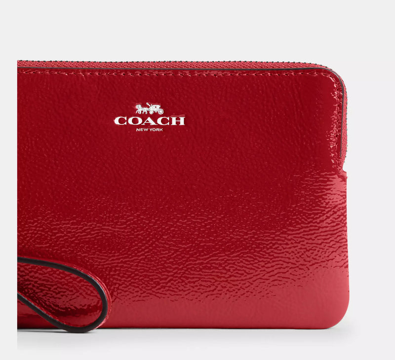 Corner Zip Wristlet (Silver/Red)